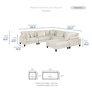 Jonas Corduroy 6-Piece Modular Sectional Sofa