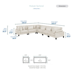 Jonas Corduroy 6-Piece Modular Sectional Sofa