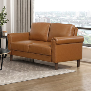Frances Faux Leather Living Room Loveseat