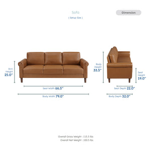 Frances 2-Piece Faux Leather Living Room Sofa Set