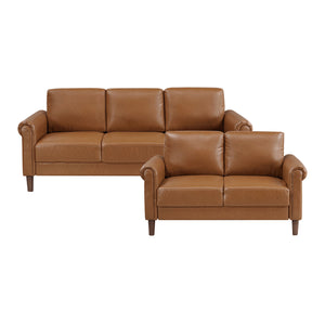 Frances 2-Piece Faux Leather Living Room Sofa Set