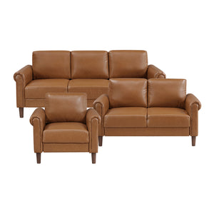 Frances 3-Piece Faux Leather Living Room Sofa Set
