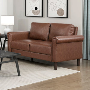 Frances Faux Leather Living Room Loveseat