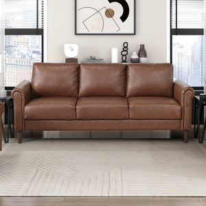 Frances Faux Leather Living Room Sofa