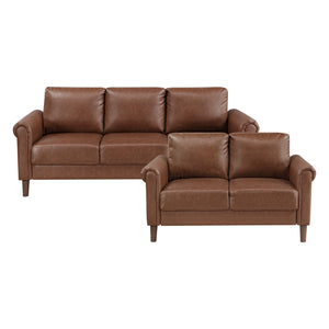 Frances 2-Piece Faux Leather Living Room Sofa Set