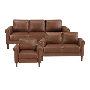 Frances 3-Piece Faux Leather Living Room Sofa Set
