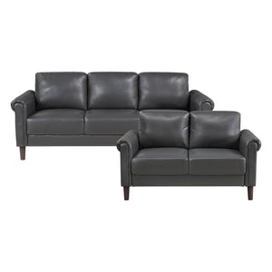 Frances 2-Piece Faux Leather Living Room Sofa Set