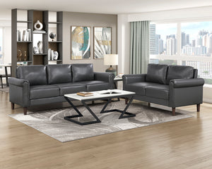 Frances 2-Piece Faux Leather Living Room Sofa Set
