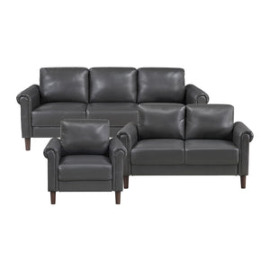 Frances 3-Piece Faux Leather Living Room Sofa Set