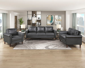Frances 3-Piece Faux Leather Living Room Sofa Set