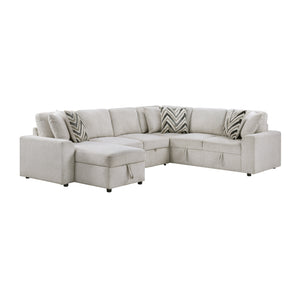 Marseille Chenille Fabric 3-Piece Sectional with Pull-out Bed and Hidden Storage