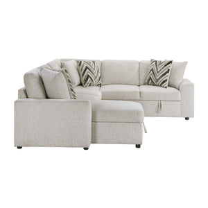 Marseille Chenille Fabric 3-Piece Sectional with Pull-out Bed and Hidden Storage