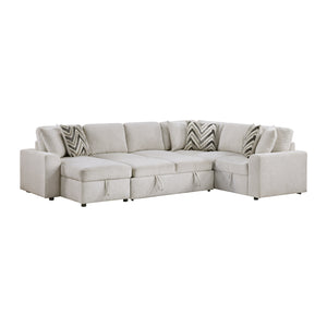 Marseille Chenille Fabric 3-Piece Sectional with Pull-out Bed and Hidden Storage