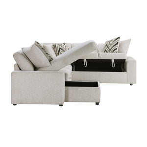 Marseille Chenille Fabric 3-Piece Sectional with Pull-out Bed and Hidden Storage