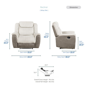 Nadalia Fabric Upholstery Manual Reclining Chair