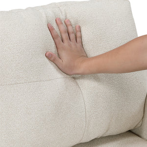 Hazel Boucle Fabric Sectional with Reversible Chaise, Pull-out Bed, Shelves and Charging Ports