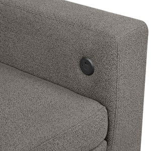 Hazel Boucle Fabric Sectional with Reversible Chaise, Pull-out Bed, Shelves and Charging Ports