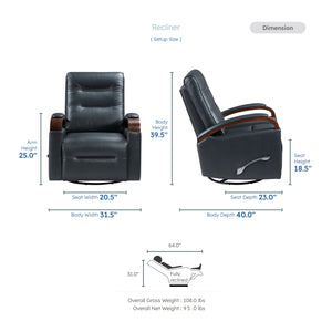 Meredith Faux Leather Manual Swivel Glider Reclining Chair