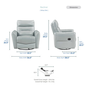 Esther Leather Match Manual Swivel Glider Reclining Chair