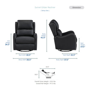 Juna Leather Match Swivel Glider Reclining Chair