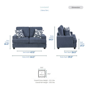 Veritas Chenille Living Room Loveseat