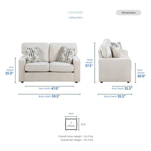 Worchester 2-Piece Living Room Sofa Set