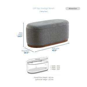 Venice Corduroy Lift Top Storage Bench