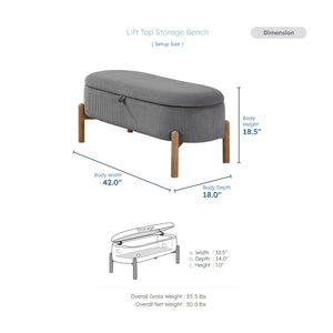 Salem Corduroy Lift Top Storage Bench