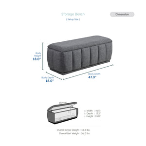 Odessa Textured Fabric Storage Bench
