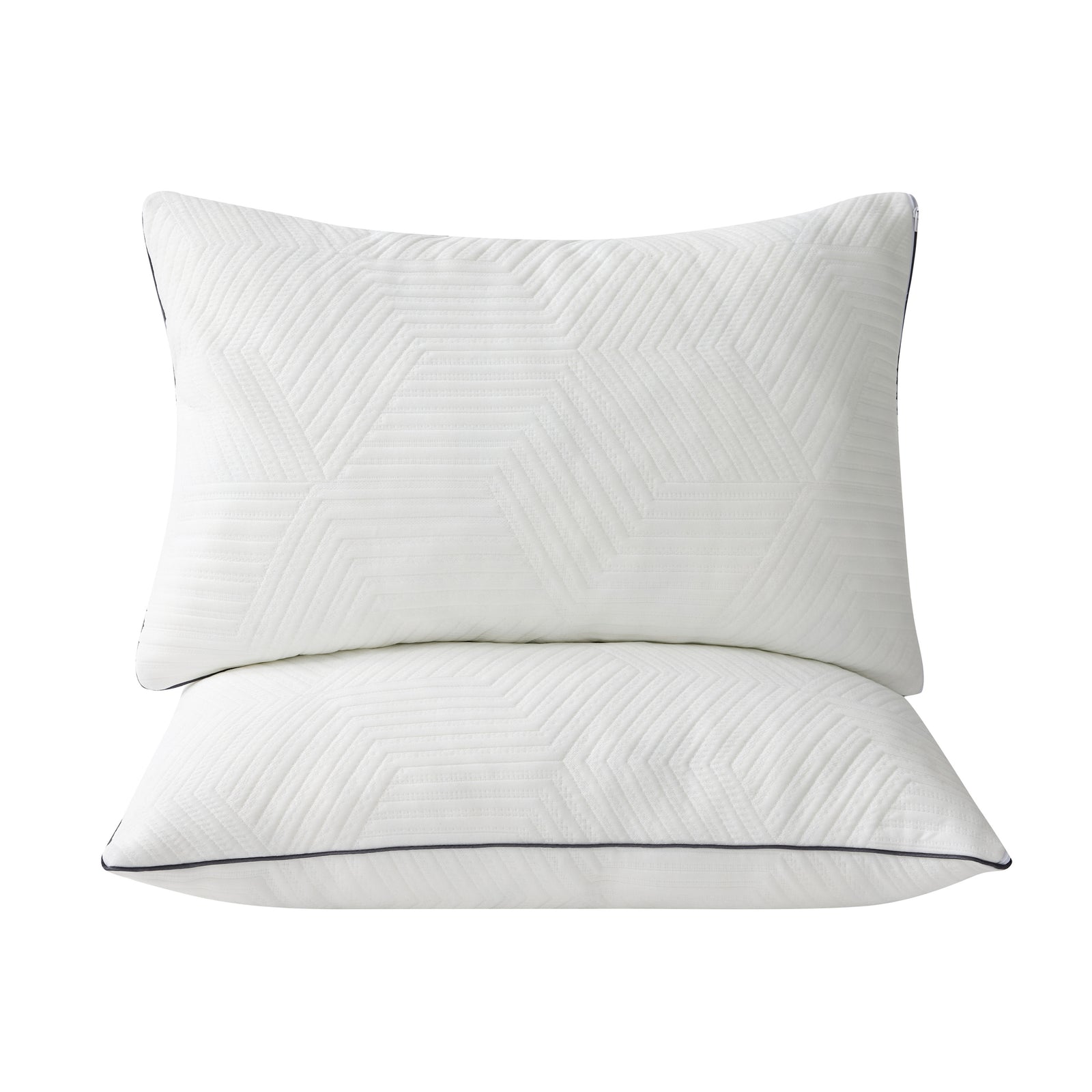 Ellavon Textured Fabric Queen Size Shredded Memory Foam Pillow (2-Piece/Box)