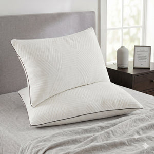 Ellavon Textured Fabric Queen Size Shredded Memory Foam Pillow (2-Piece/Box)