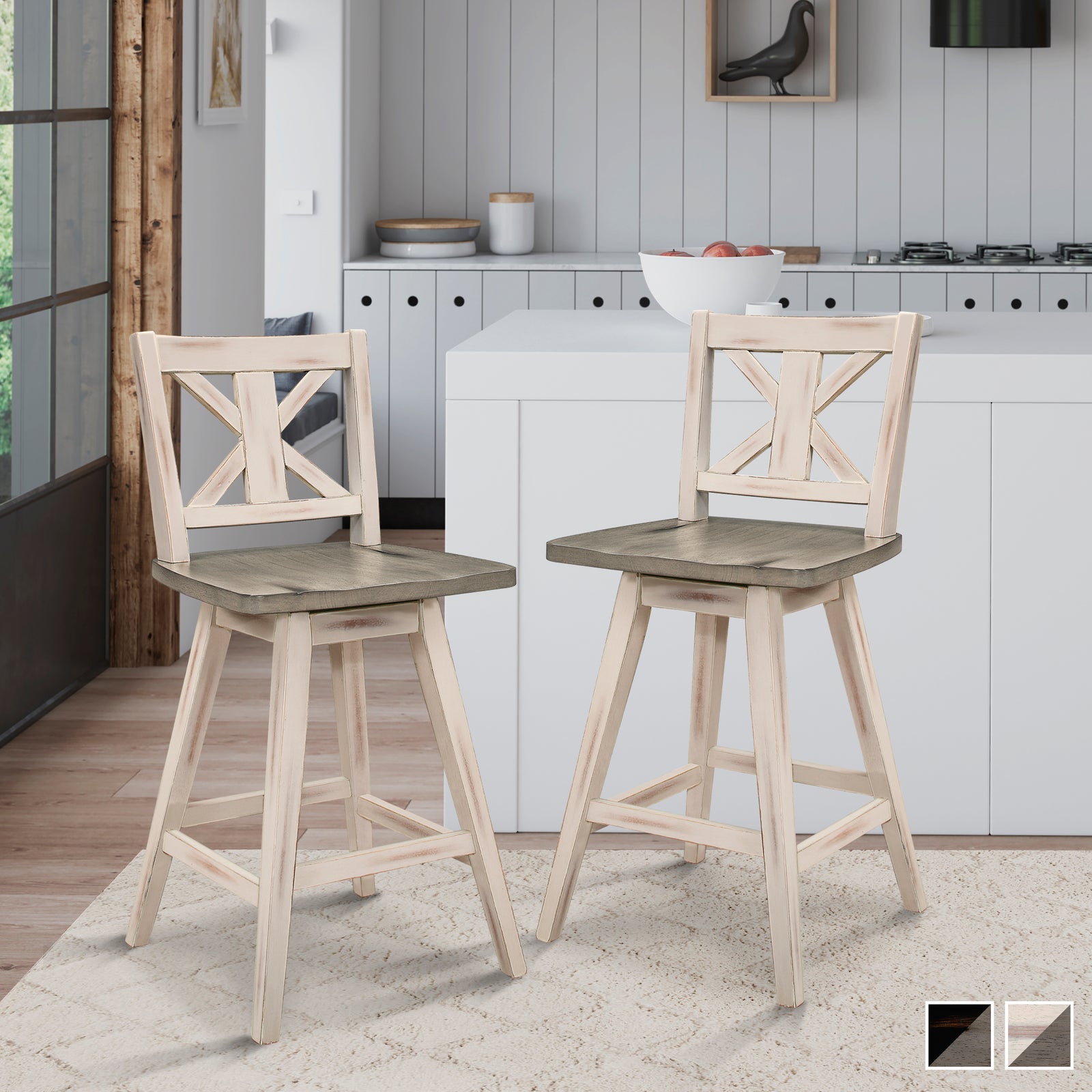 Roux Swivel Counter Height Barstool (Set of 2)