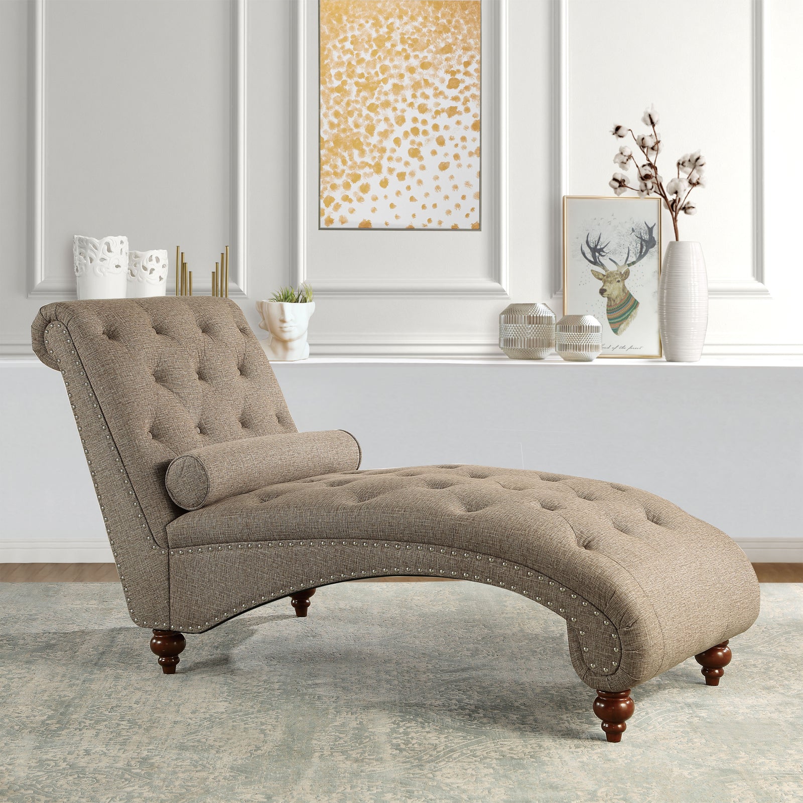 Cagle Chaise with Nailhead and Pillow