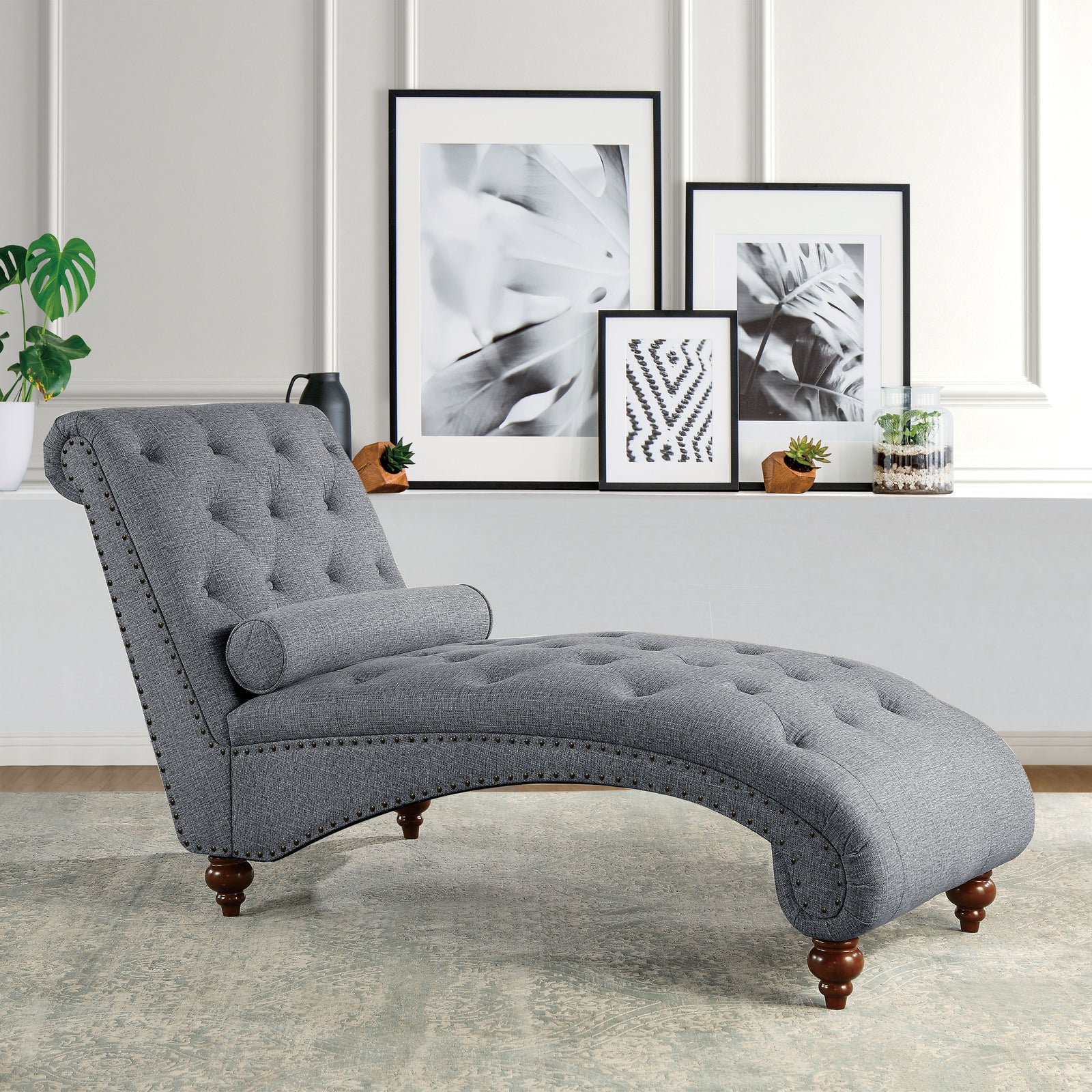 Cagle Chaise with Nailhead and Pillow