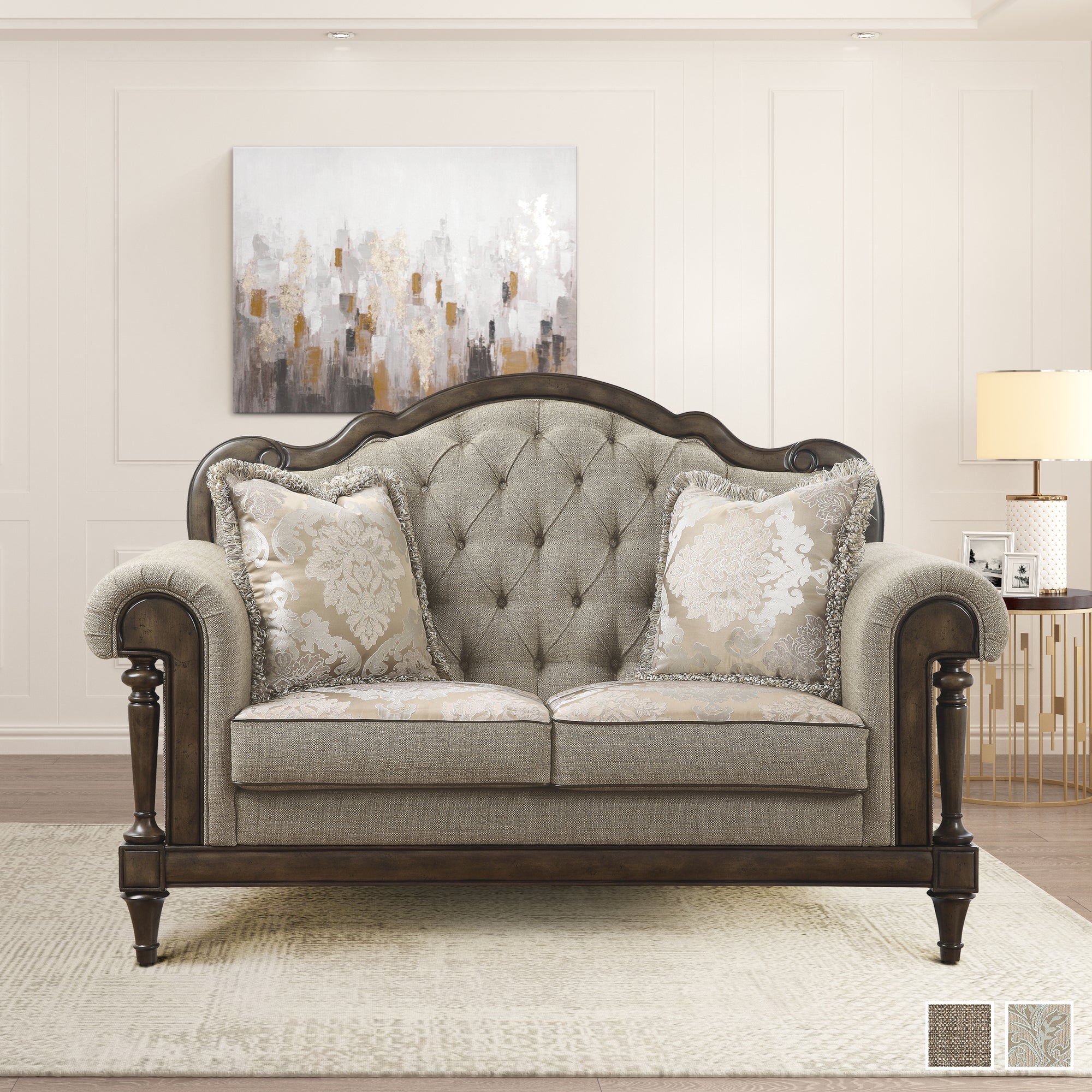 Tasse Love Seat with 2 Pillows