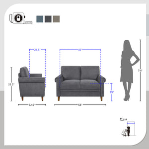 Collis 2-Piece Fabric Living Room Sofa Set