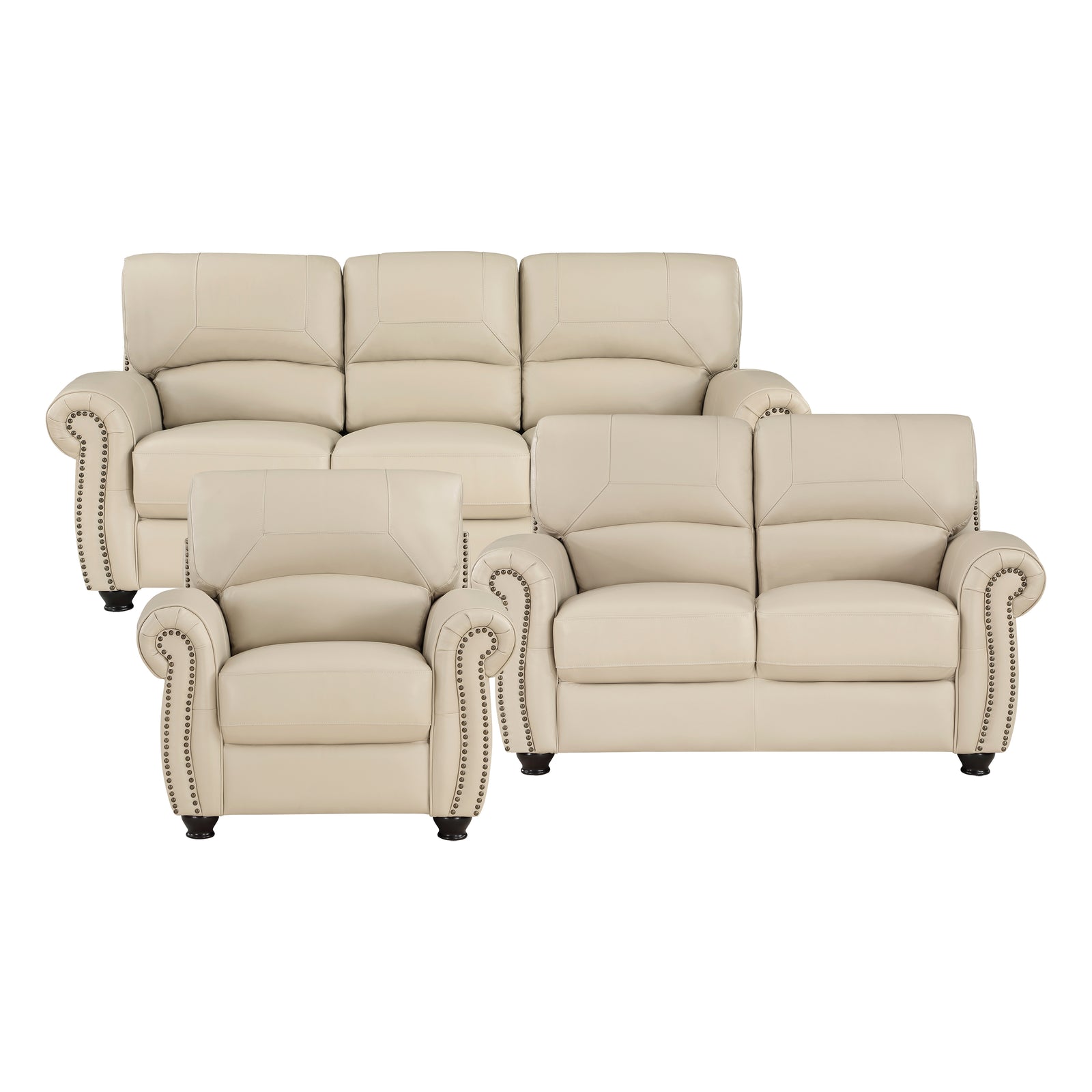 Ionia 3-Piece Leather Match Living Room Sofa Set