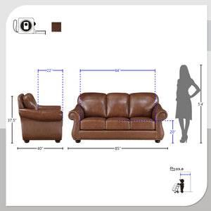 Fowler 2-Piece Leather Match Living Room Sofa Set