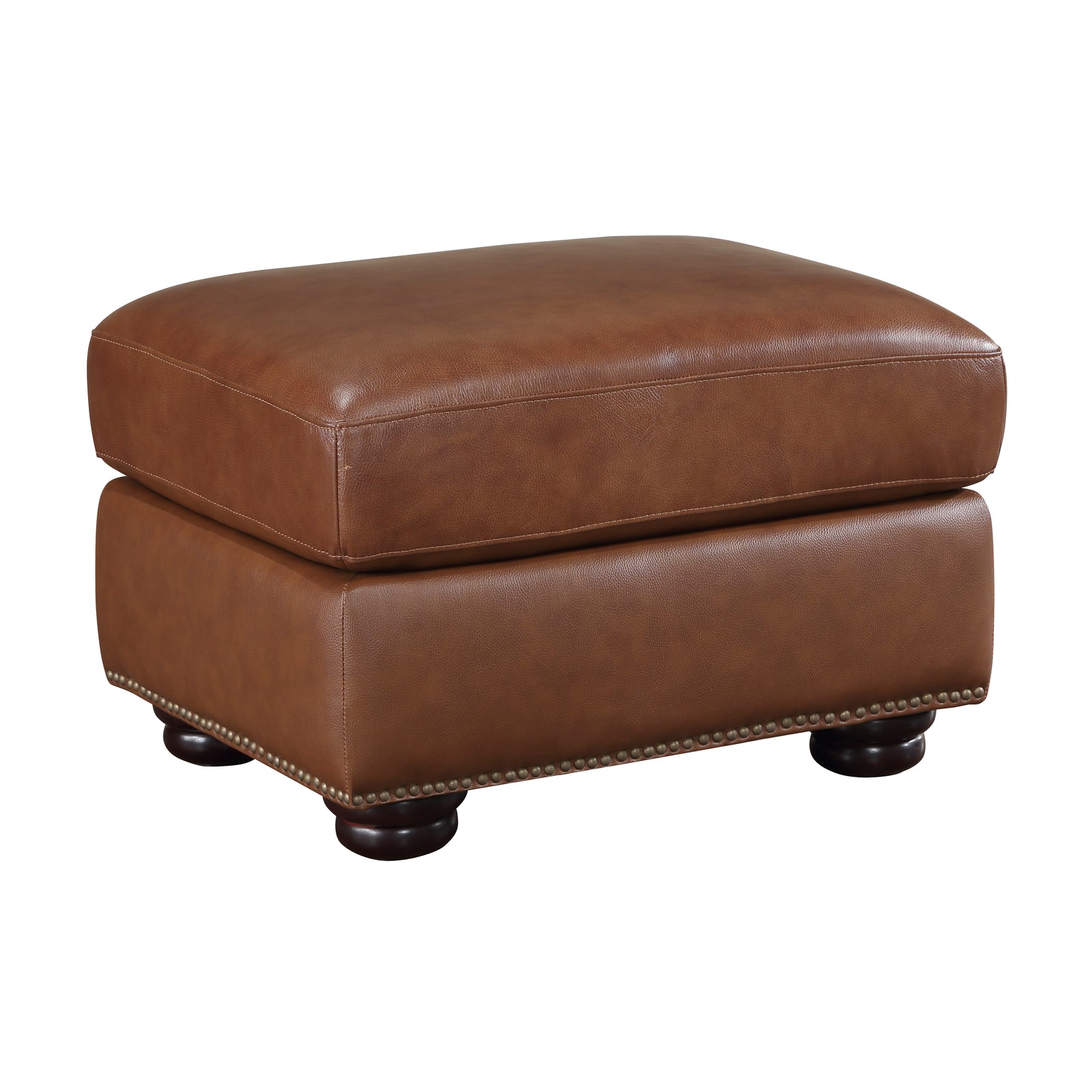 Fowler Leather Match Ottoman