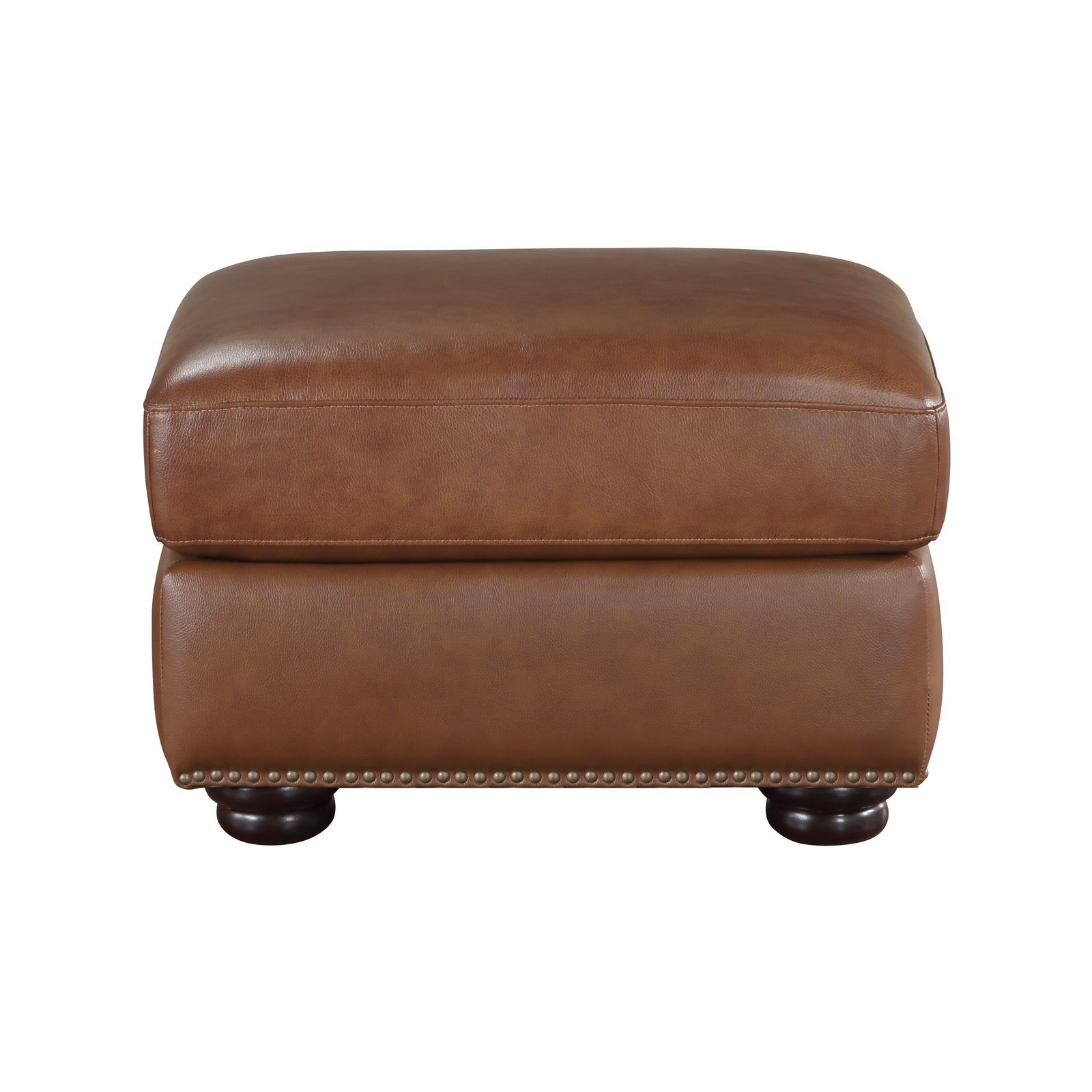 Fowler Leather Match Ottoman