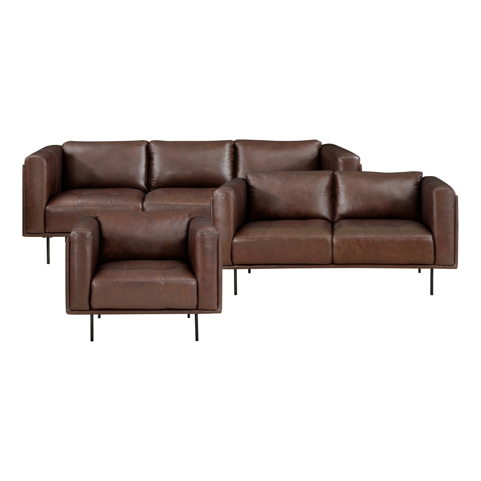 Nottawa 3-Piece Leather Living Room Sofa Set