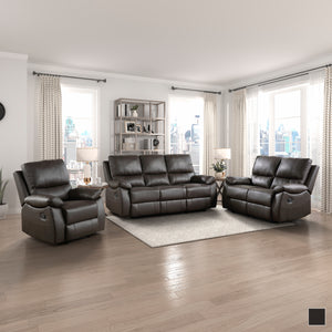 Harrington 3-Piece Faux Leather Manual Reclining Living Room Sofa Set