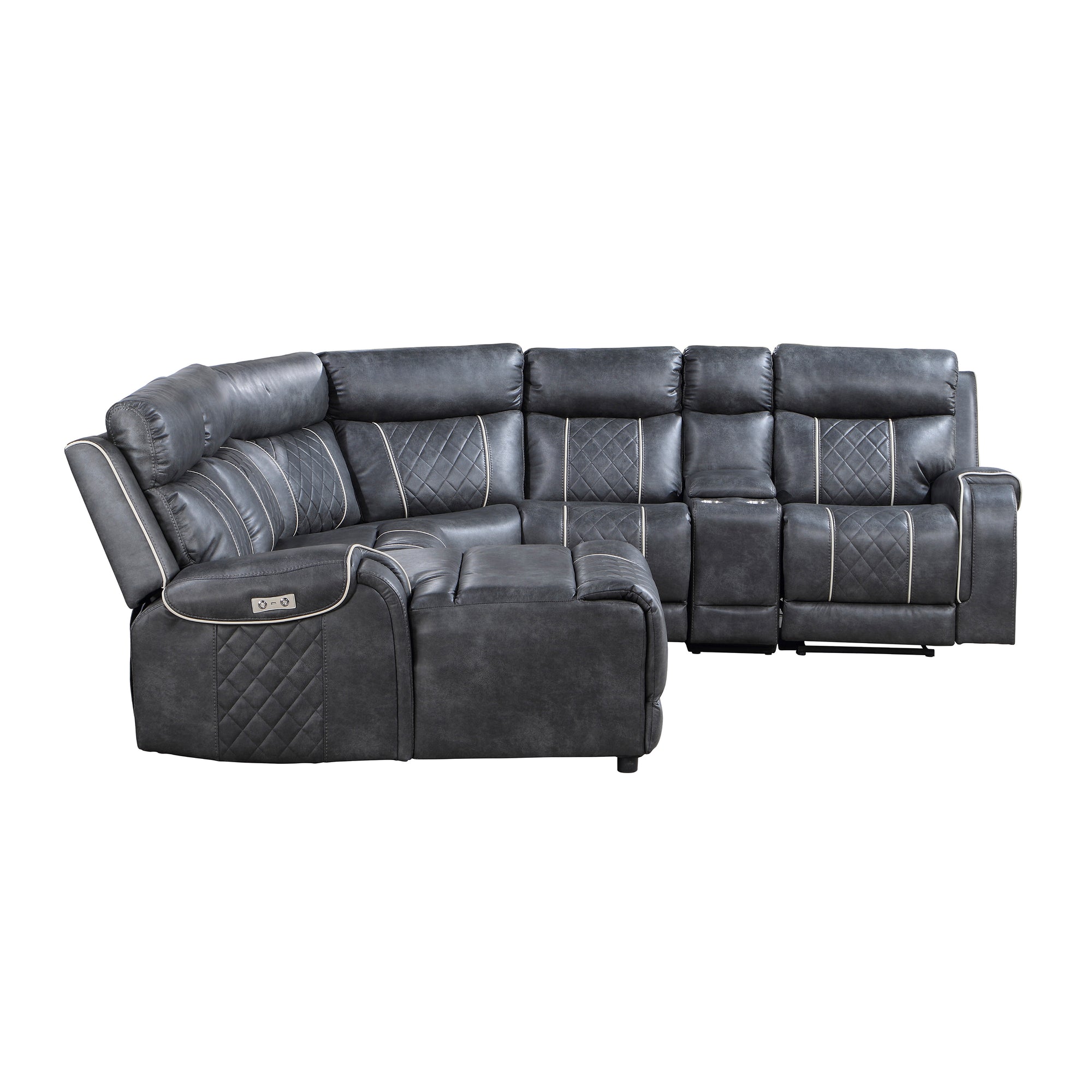 Percival Faux Leather Power Modular Reclining Sectional Sofa with Left Chaise