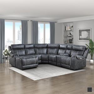 Percival Faux Leather Power Modular Reclining Sectional Sofa with Left Chaise