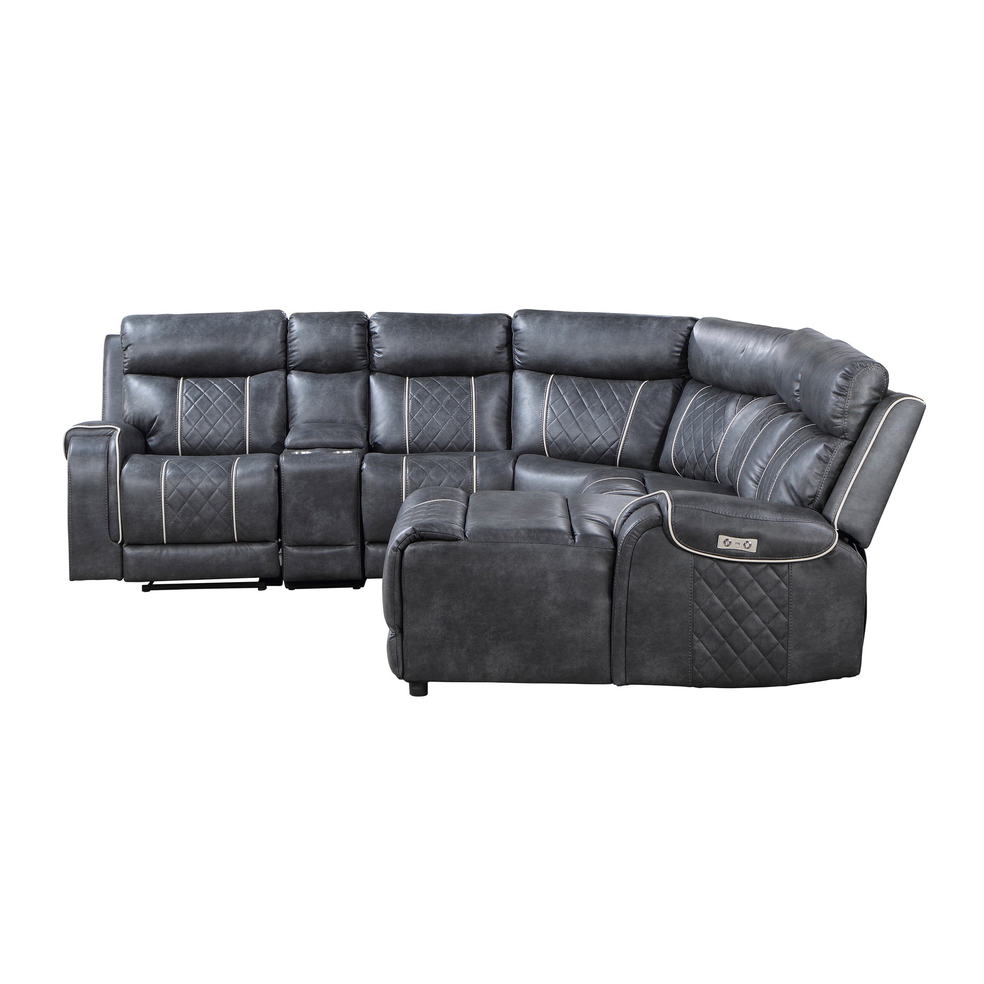 Percival Faux Leather Power Modular Reclining Sectional Sofa with Right Chaise