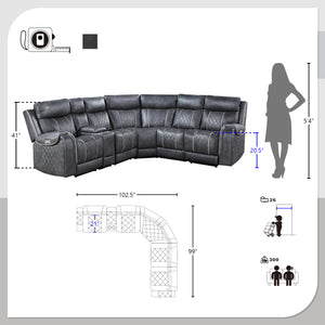 Percival Faux Leather Power Modular Reclining Sectional Sofa