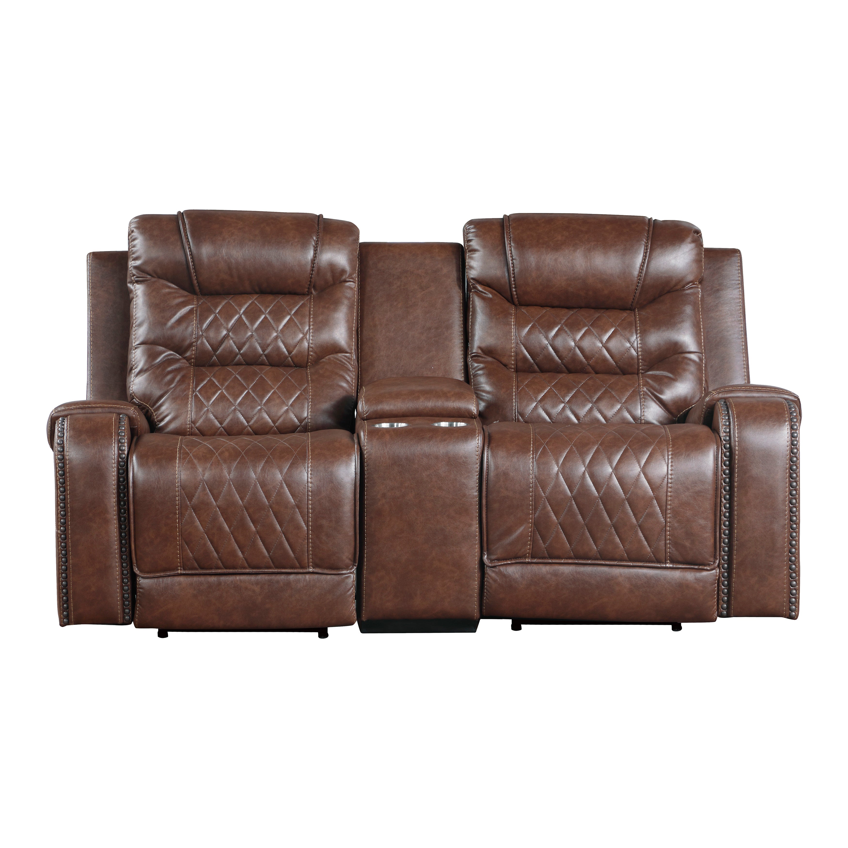 Lenci Power Double Reclining Loveseat with Center Console 