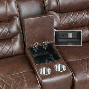 Lenci Power Double Reclining Loveseat with Center Console, Receptacles and USB port