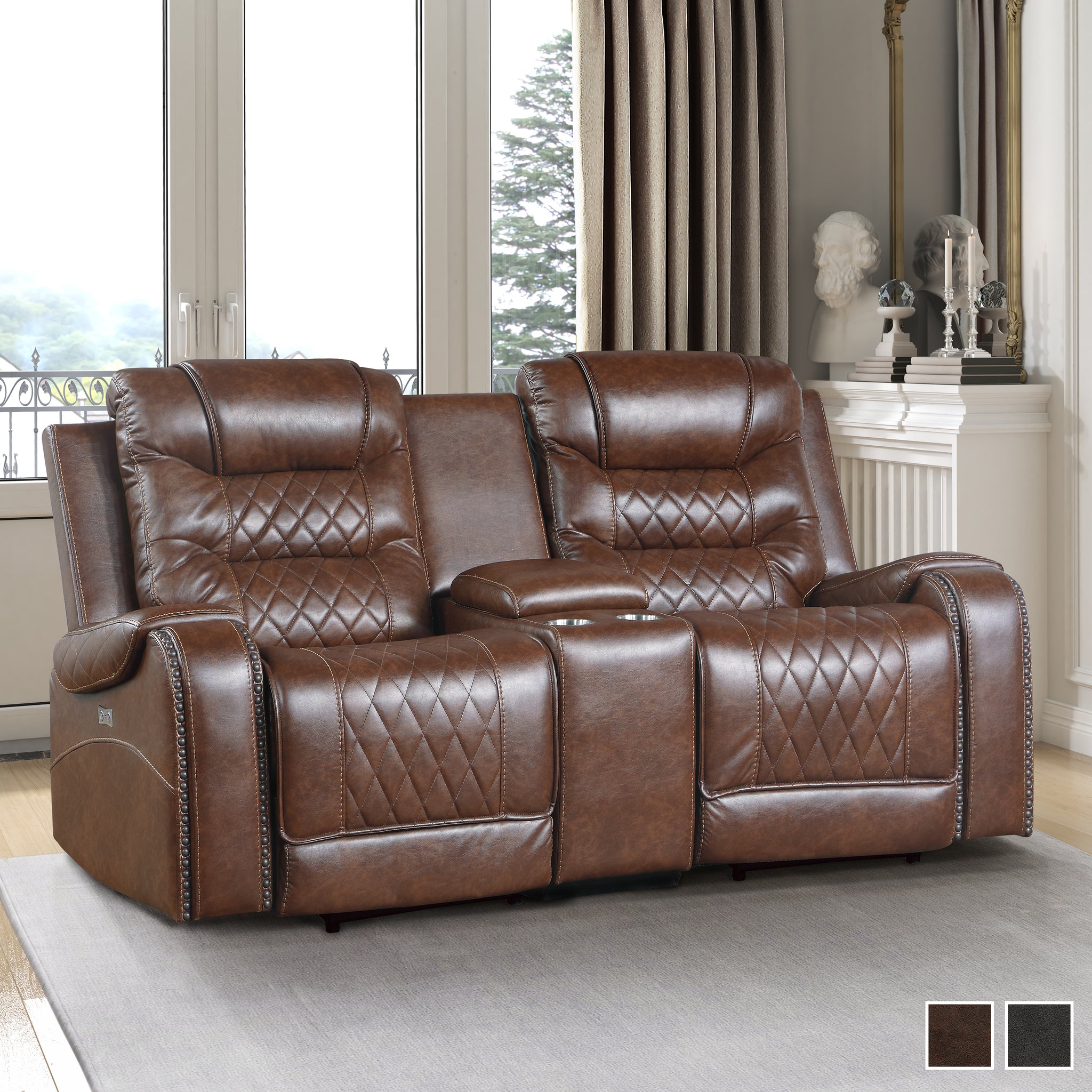 Double Recliner Sofa With Console | Cabinets Matttroy