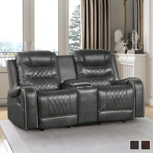 Lenci Double Glider Reclining Loveseat with Center Console, Receptacles and USB port